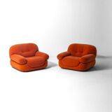 Pair of suède 'Sapporo' lounge chairs by Mobil Girgi, Italy 1970s