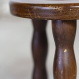 Tripod stool in turned wood in the style of Charles Dudouyt, 1950
