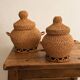 Set of vintage baskets in handmade wicker • Decorative pieces
