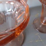 4 coupes anciennes à glaces/dessert verre rose