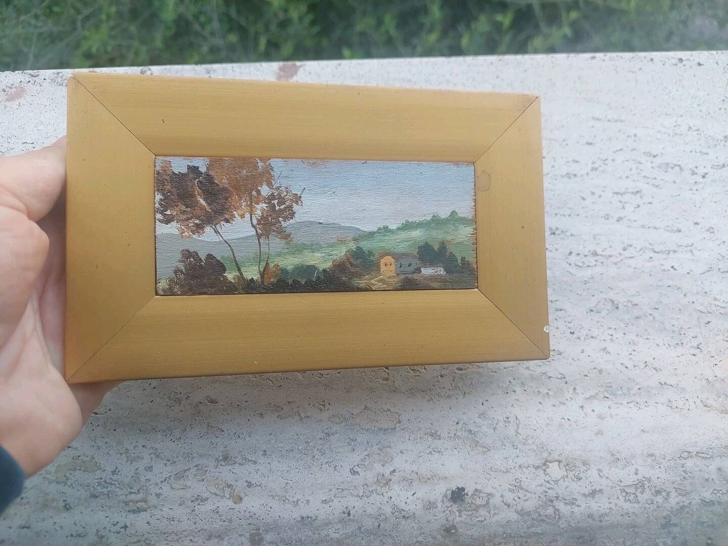 Small oil painting on wood, Tuscan landscape