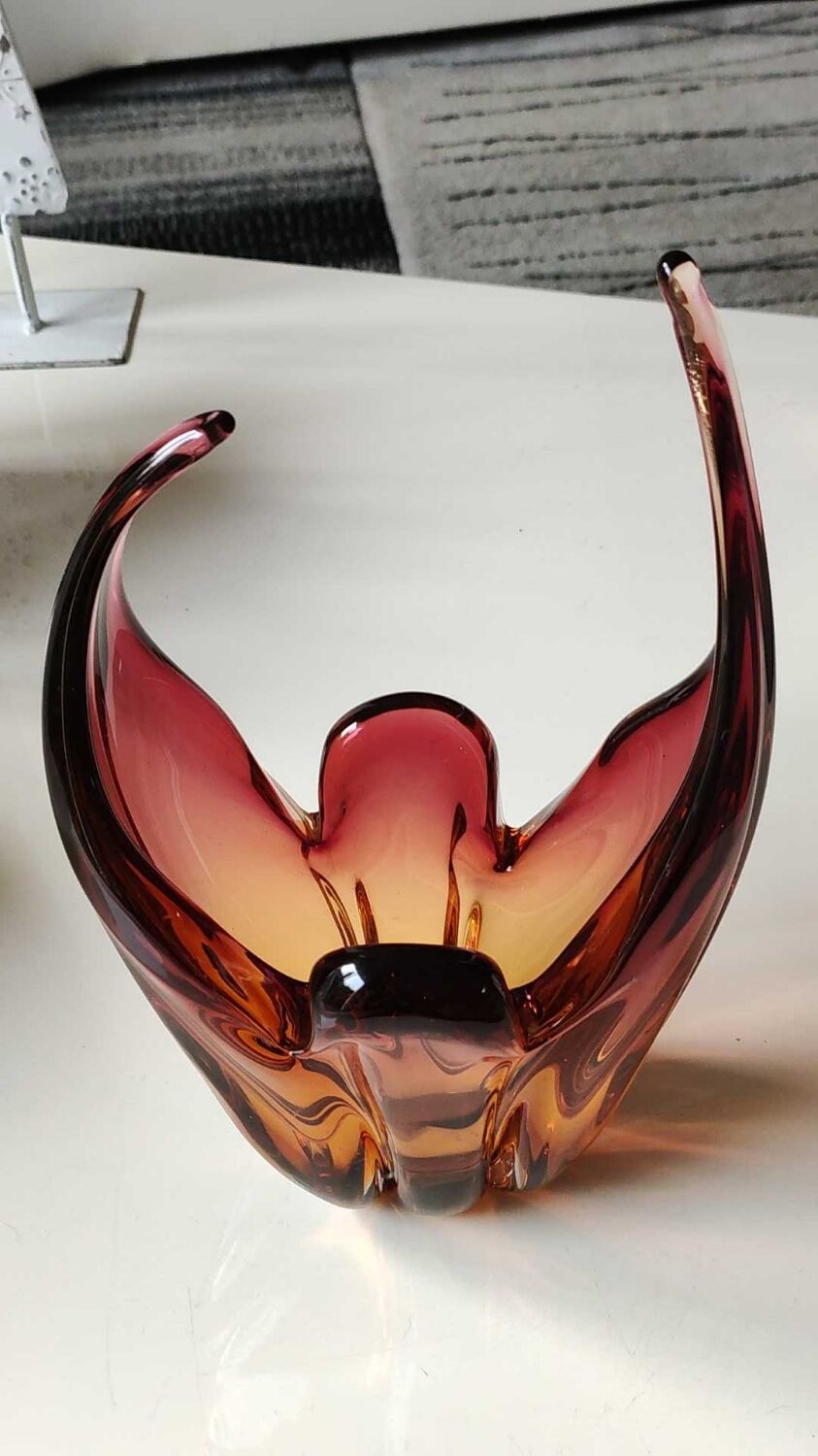 Empty pocket/Cutting/Centerpiece Murano, in blown Art glass. Floral shape/tulip