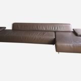Brown leather sofa