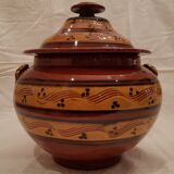 Old glazed terracotta lid jar, 25cm diameter, TBE