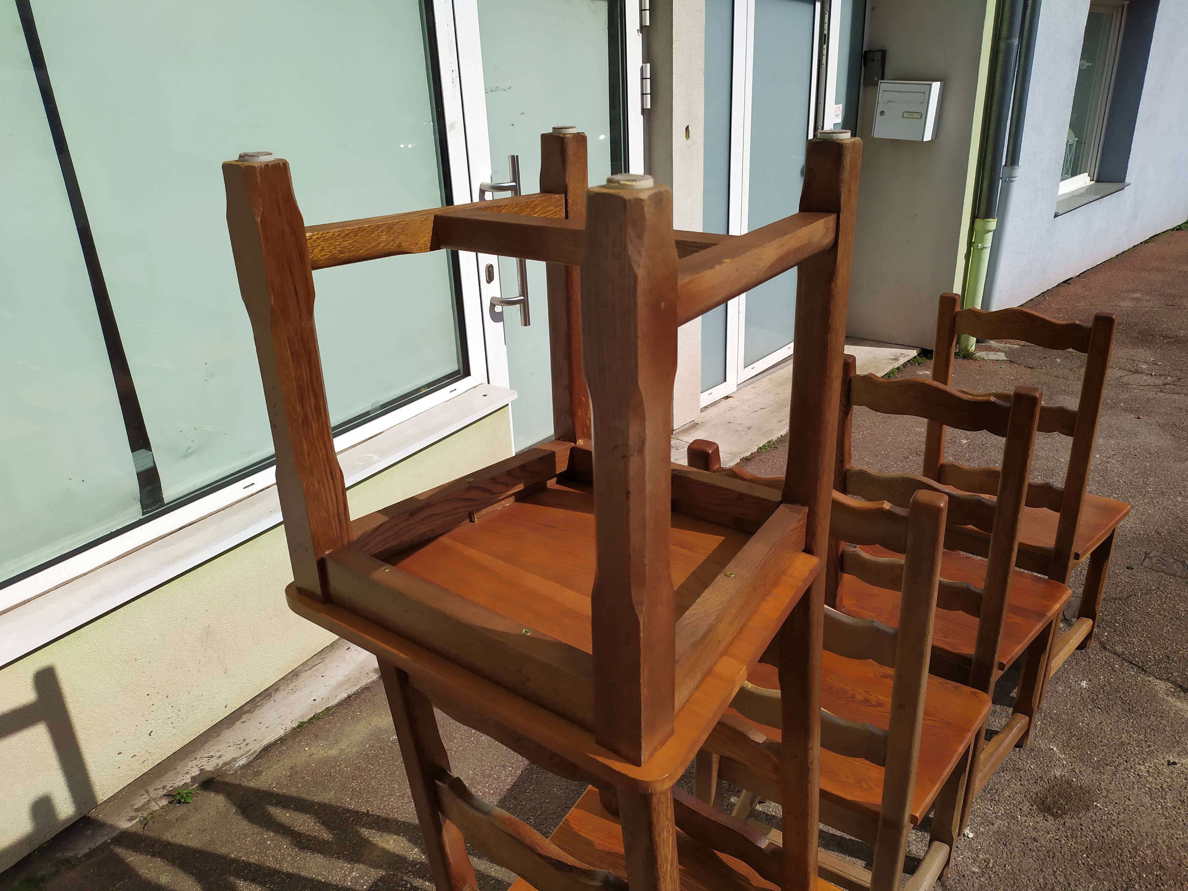 Set of 6 solid oak wood chairs - ferme compagne montage