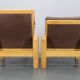 1970s L. Olsen & Søn Pair of Armchairs in Oak and Leather, Denmark