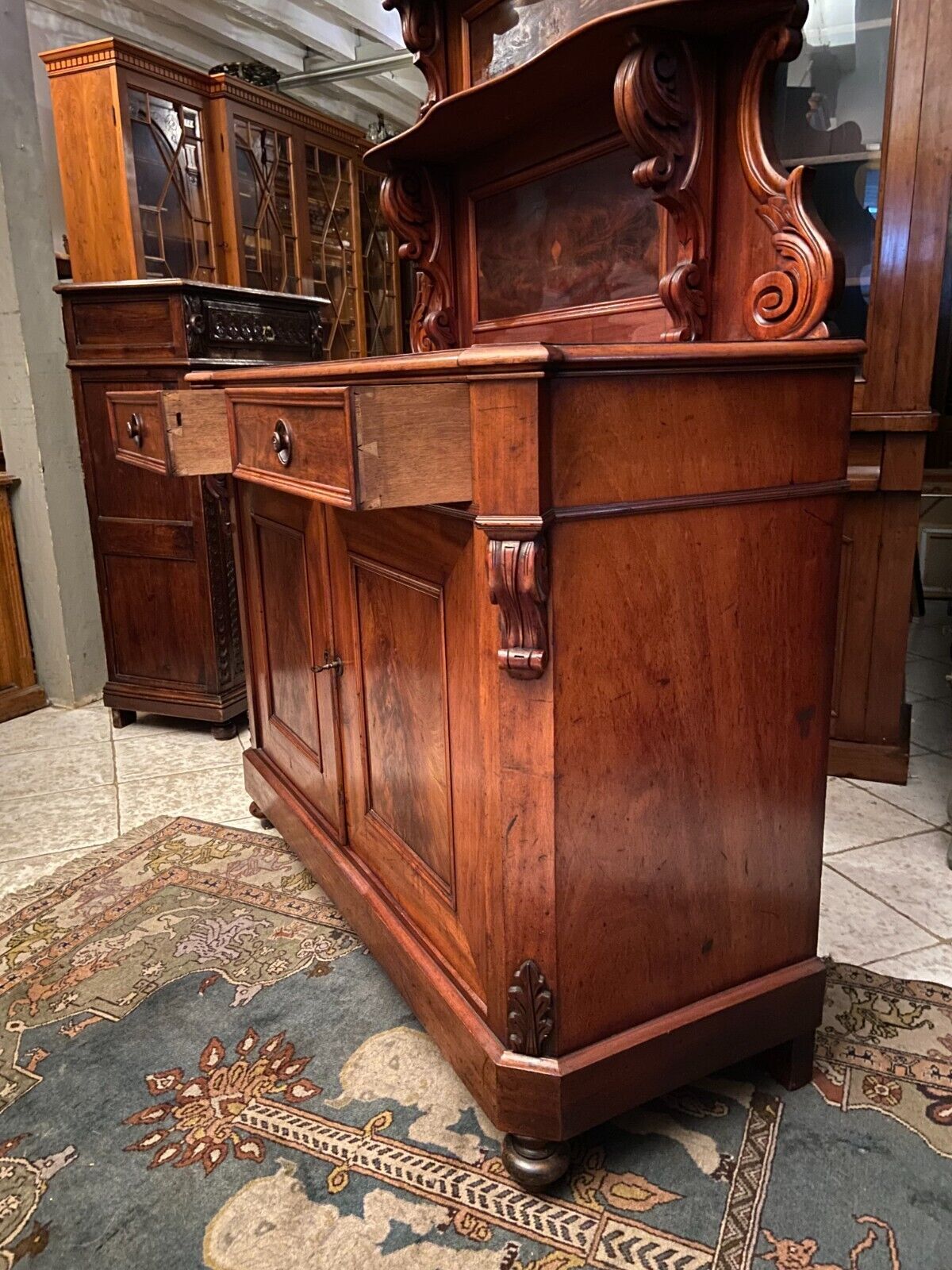 Saint Hubert 19th century sideboard in solid walnut Napoleon III