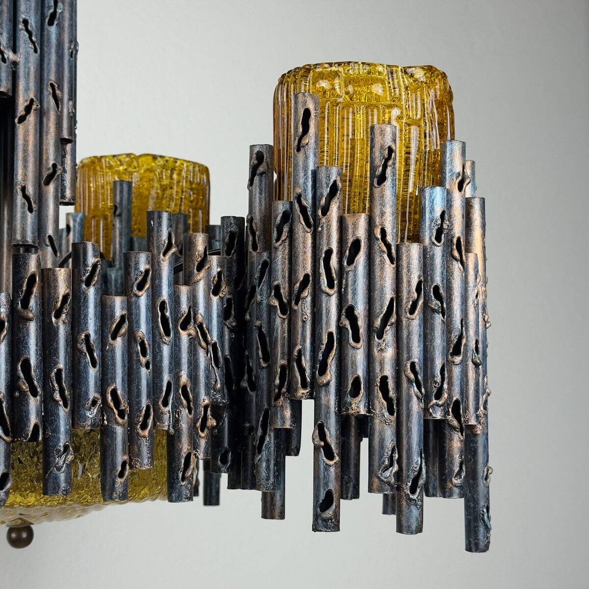 Brutalist chandelier by Marcello Fantoni for Fantoni Studio, Florence, Italy, 1960s.