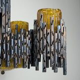Brutalist chandelier by Marcello Fantoni for Fantoni Studio, Florence, Italy, 1960s.