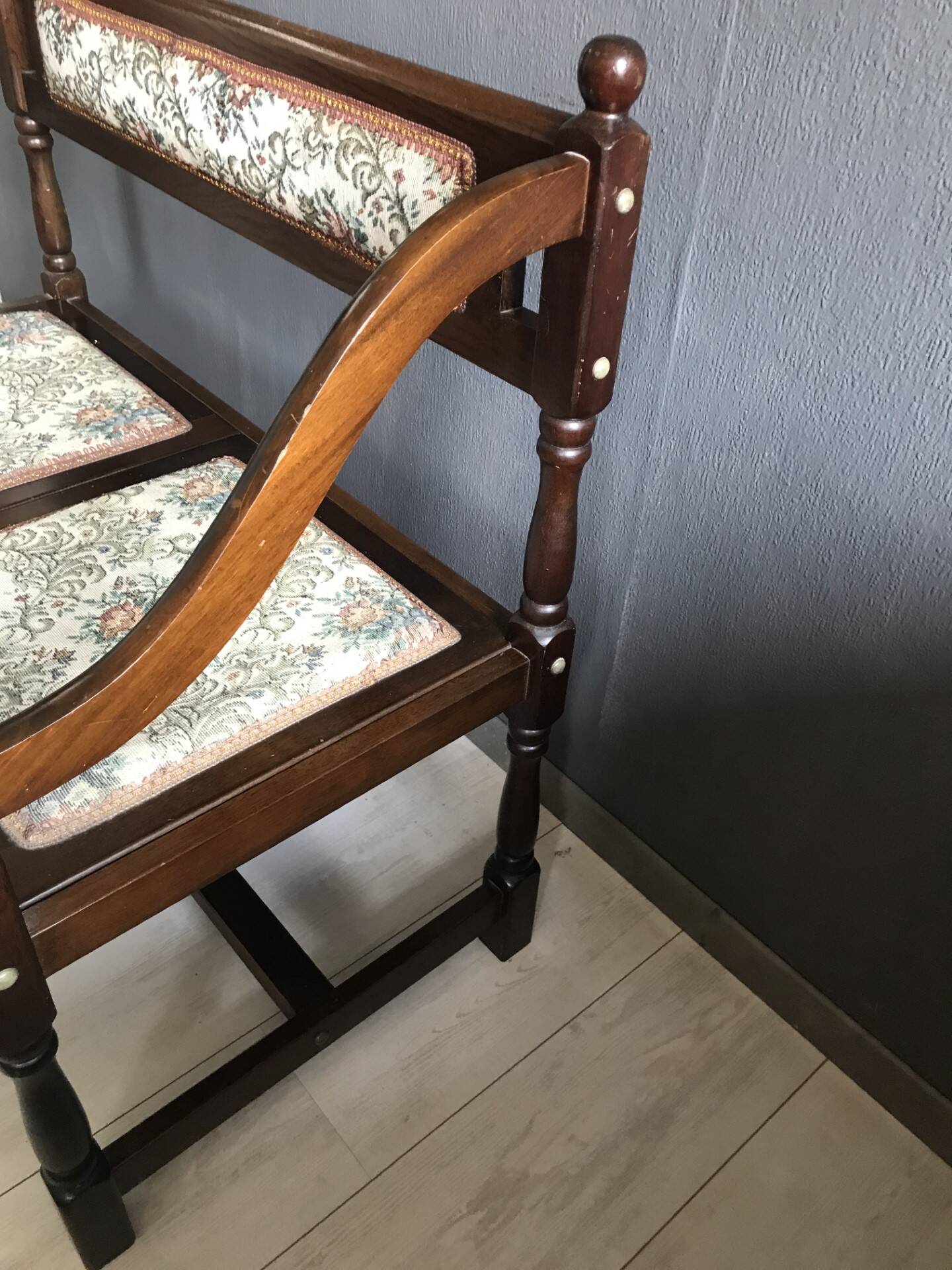 Vintage Antique Hall Bench 2-Person