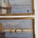 Set of 2 Oil Paintings on Wooden Panels Marine Sailboats Signed Salain