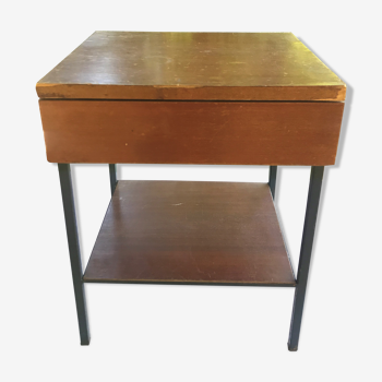 Wooden and metal 1970 bedside