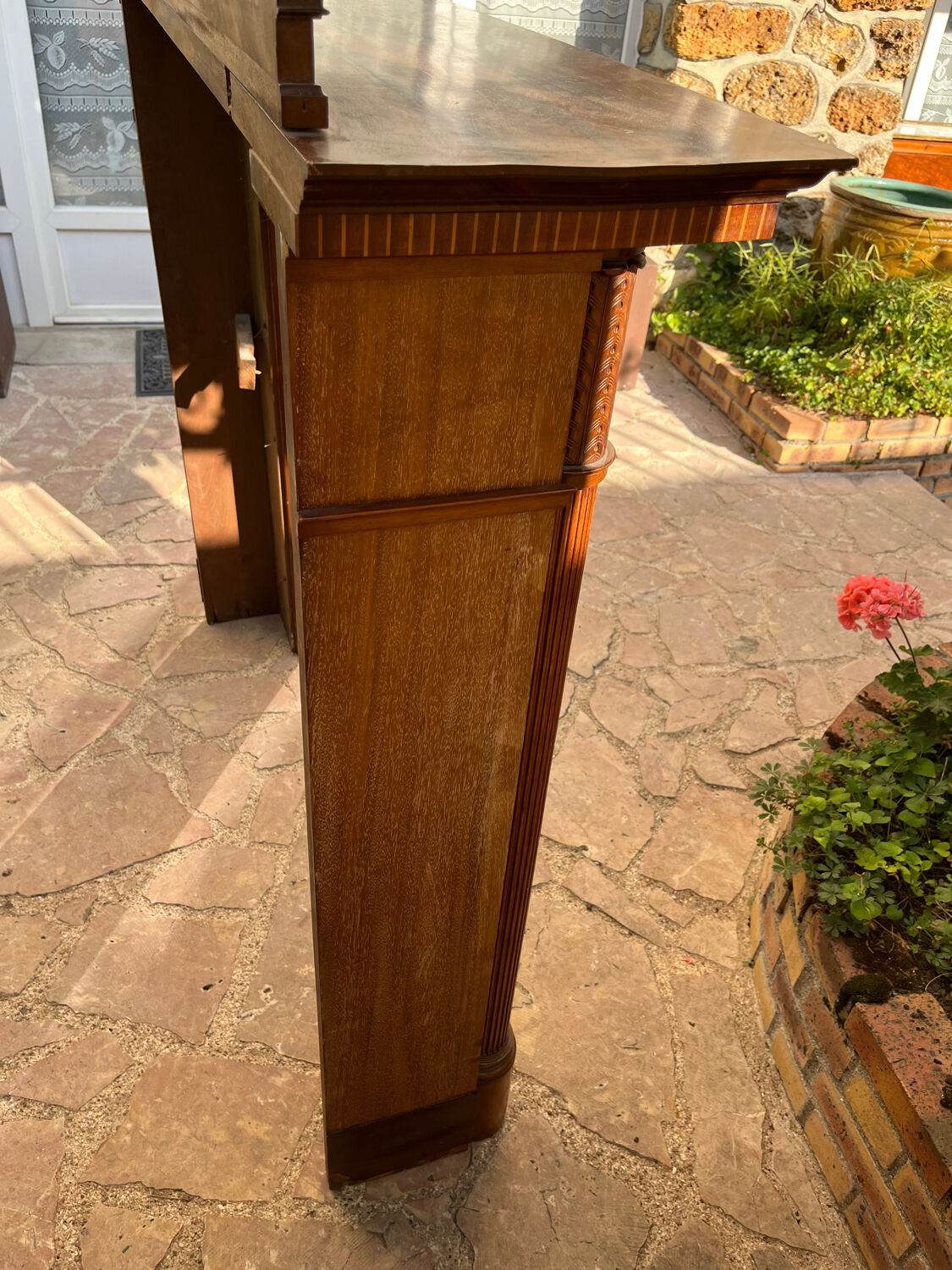 Wooden fireplace mantle