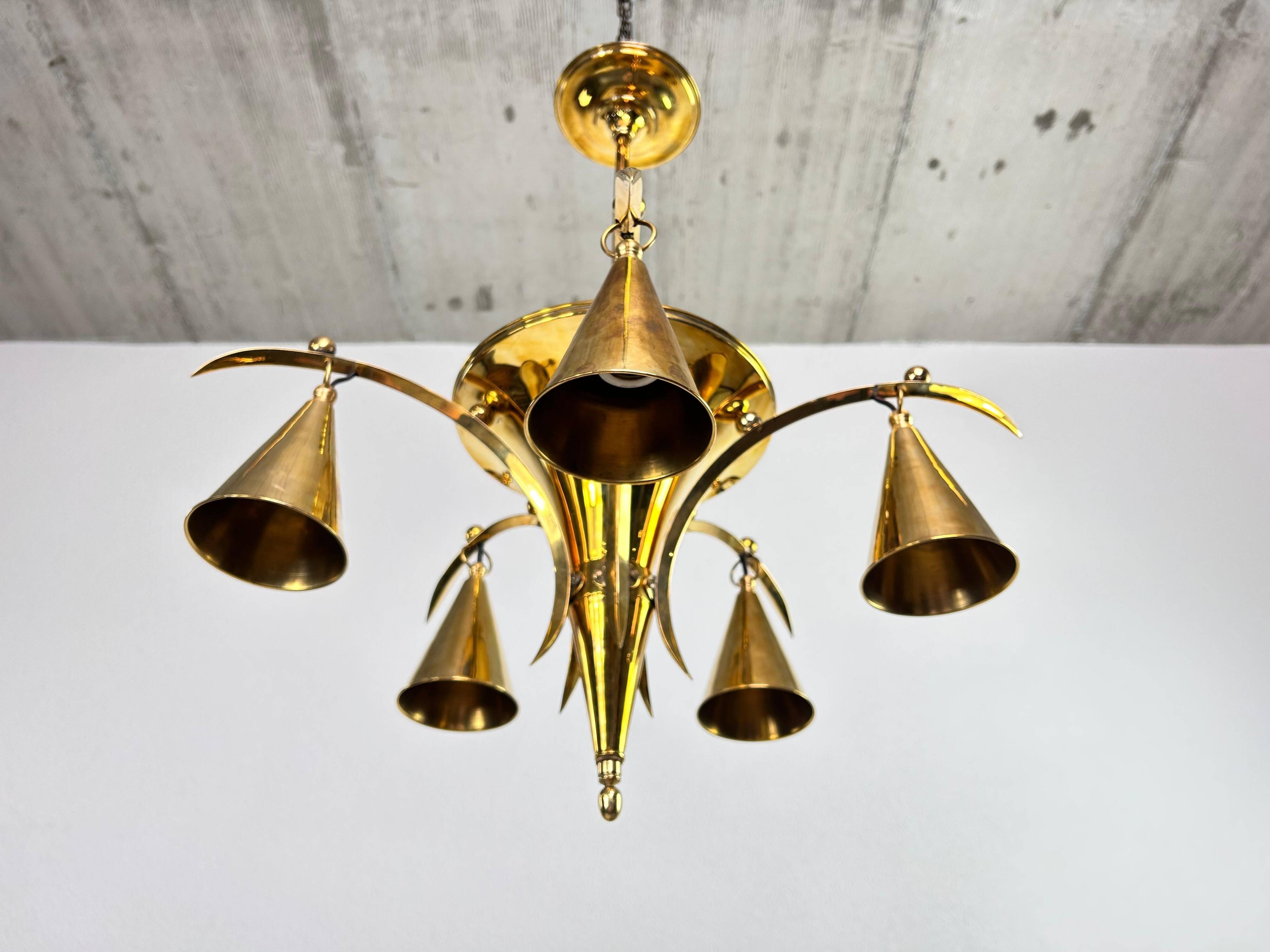Lustre en laiton de la sécession viennoise par Dagobert Peche