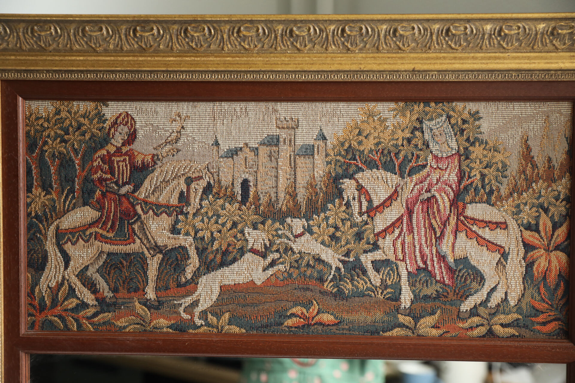 Miroir vintage Marc Waymel “Royal Hunt Tapestry Mirror”