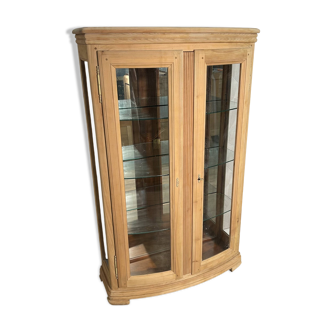 Louis-Philippe display case in stripped solid wood
