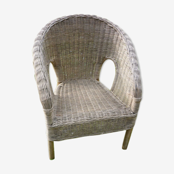 Fauteuil enfant corbeille en rotin