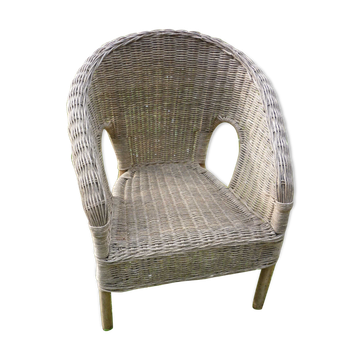 Fauteuil enfant corbeille en rotin