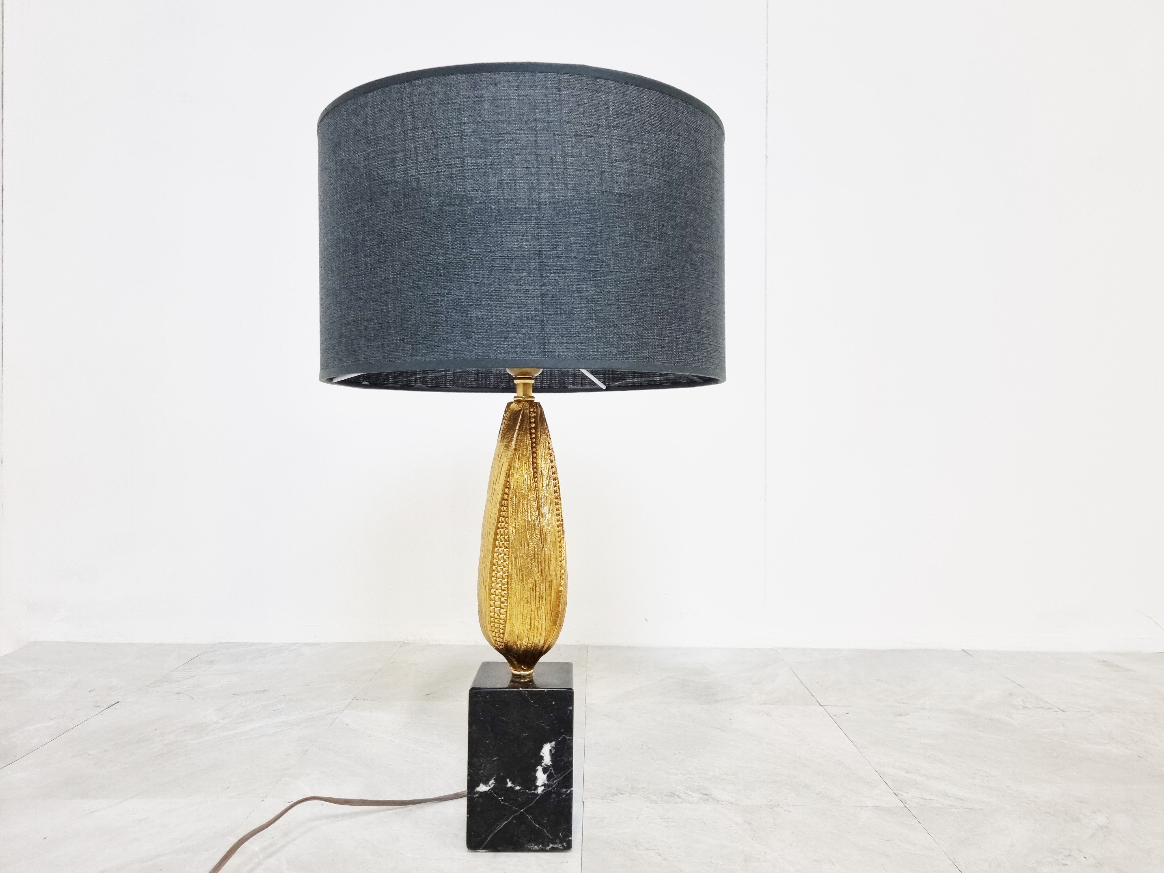 Lampe de table vintage français maïs années 1970