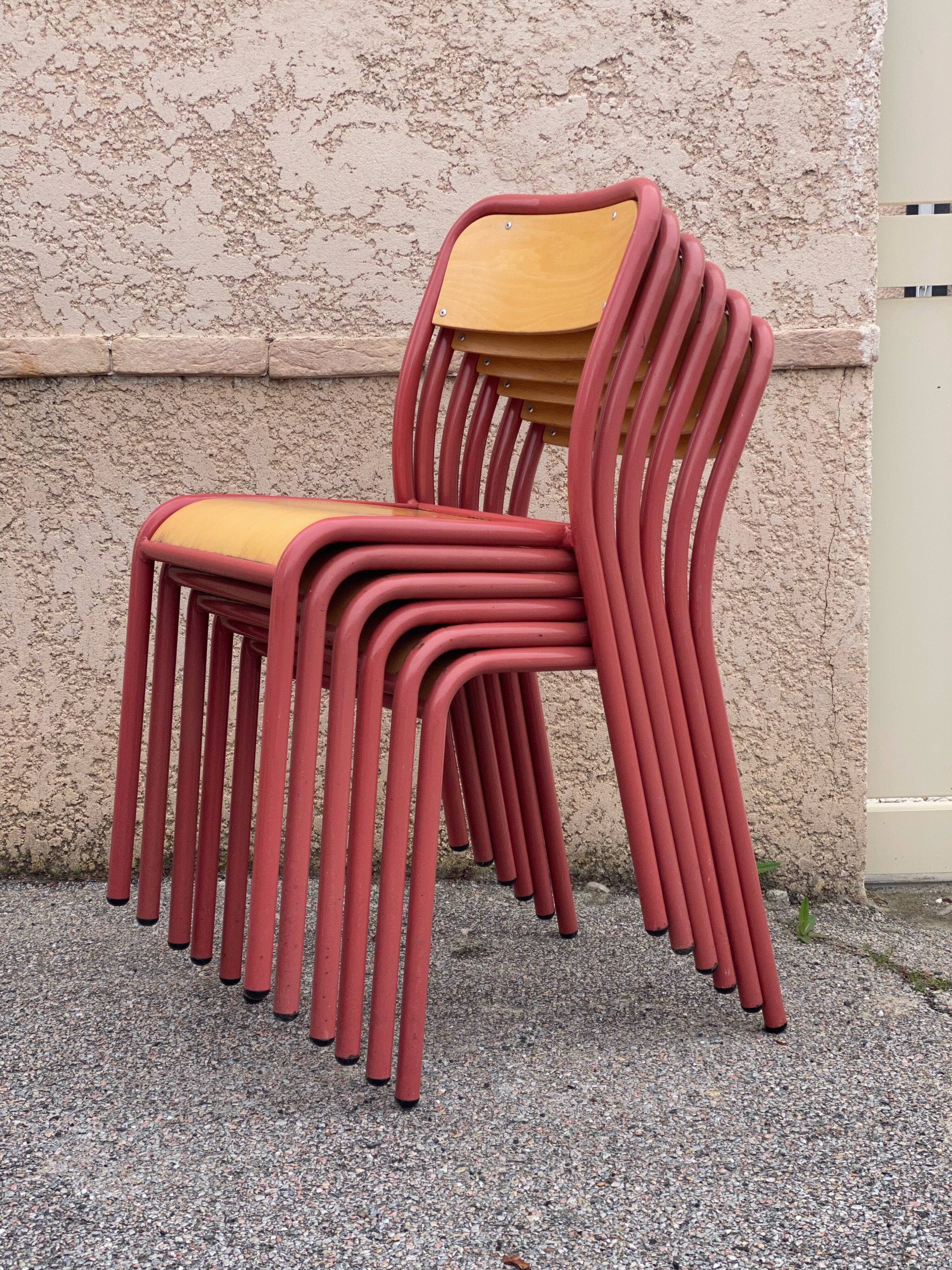 Set of 6 Adult size Mullca school chairs from the 80s