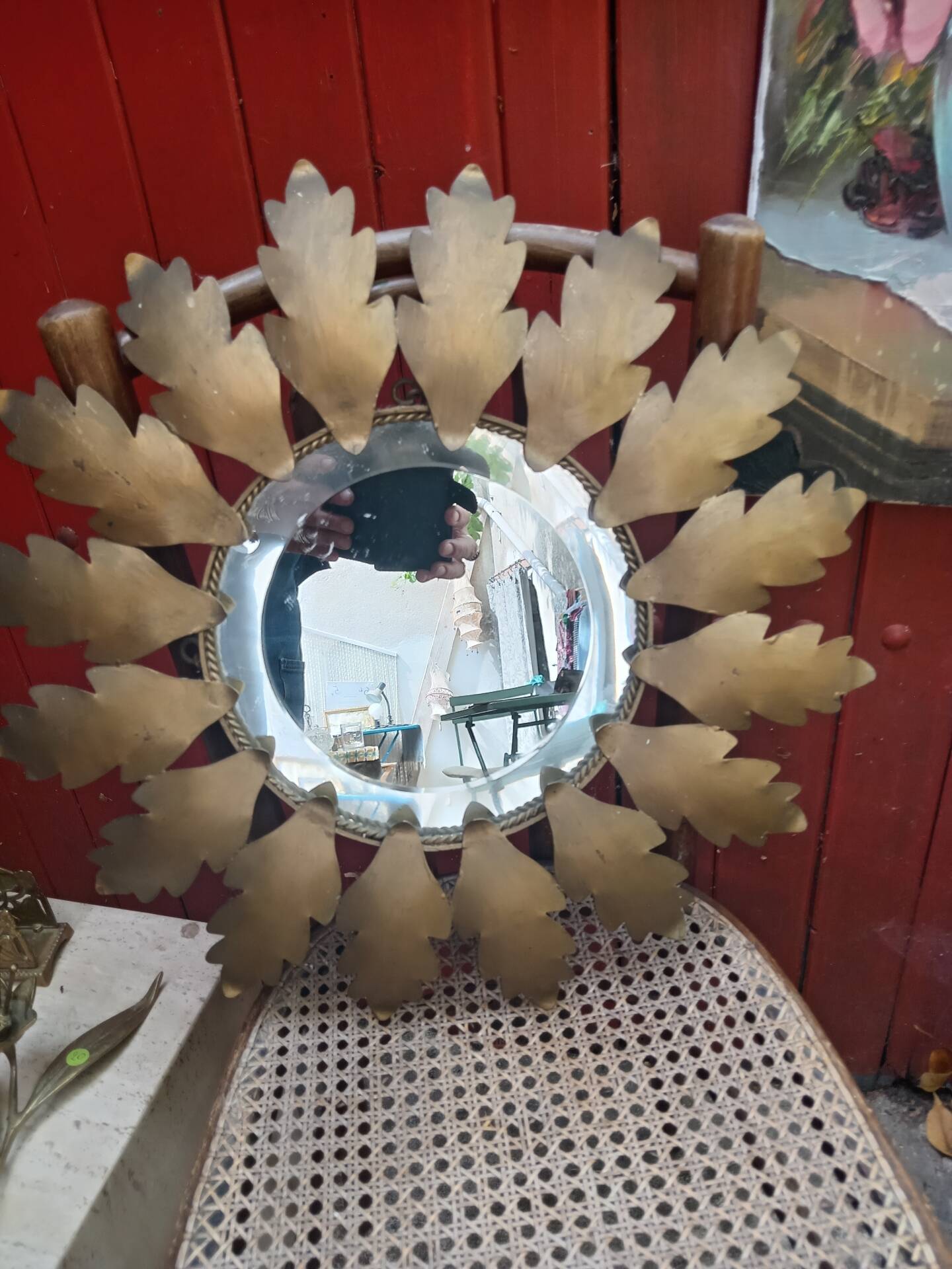 Metal flower mirror