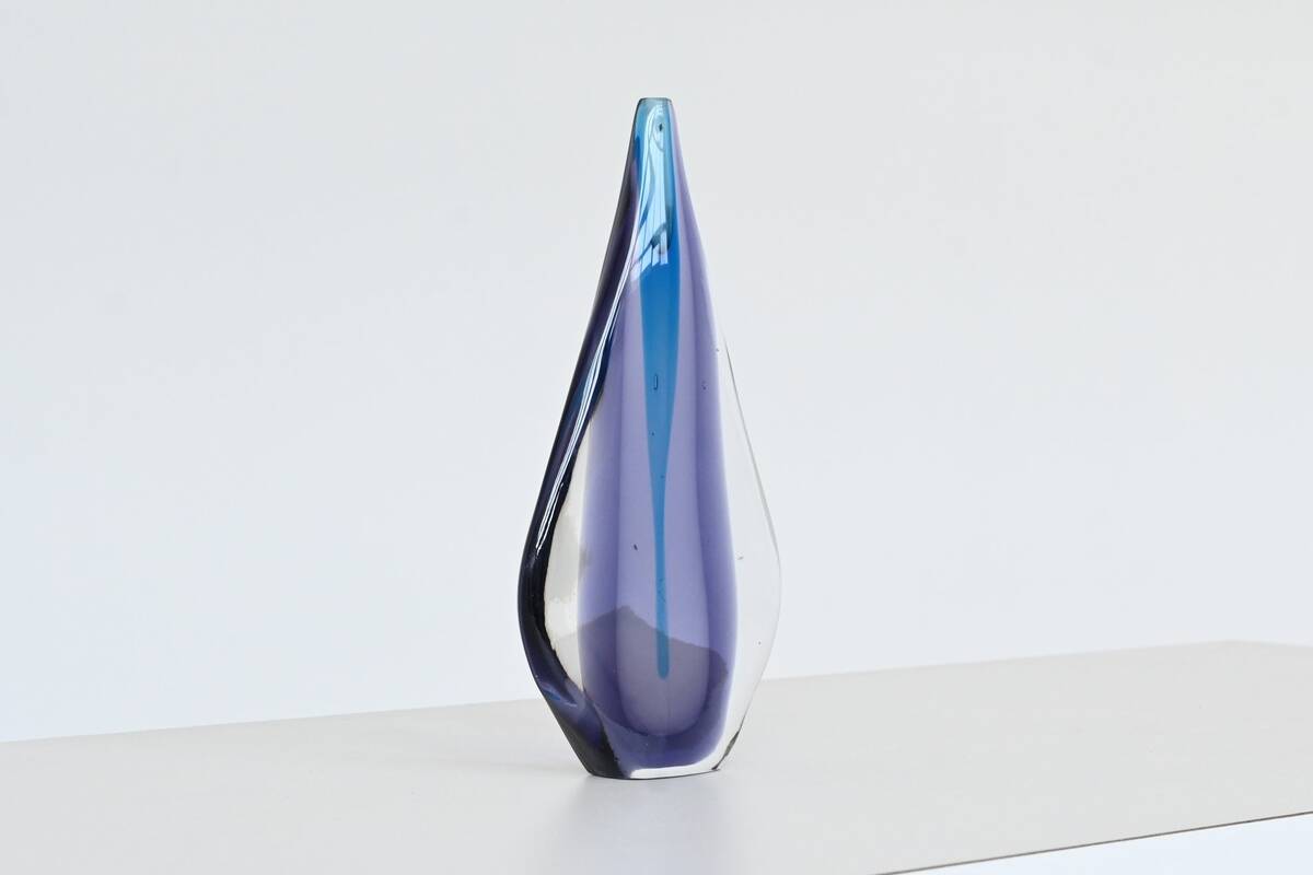Flavio Poli Sommerso "Teardrop" vase Murano glass Seguso Italy 1960
