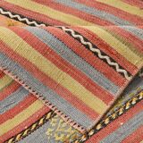 2x9 Green & Red Kilim Runner Rug, 80x287Cm