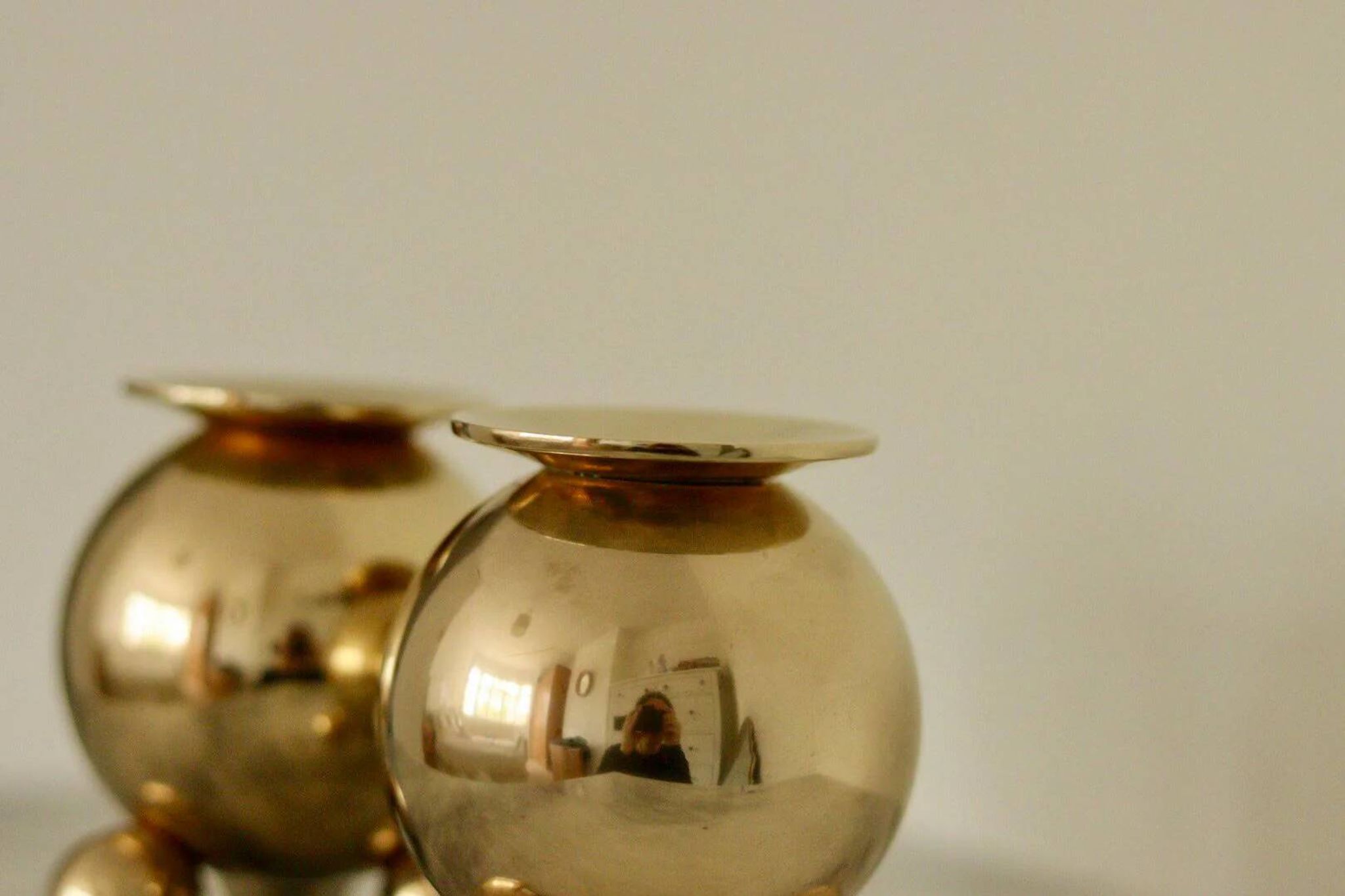 Pair of mid-century Swedish brass candle holders