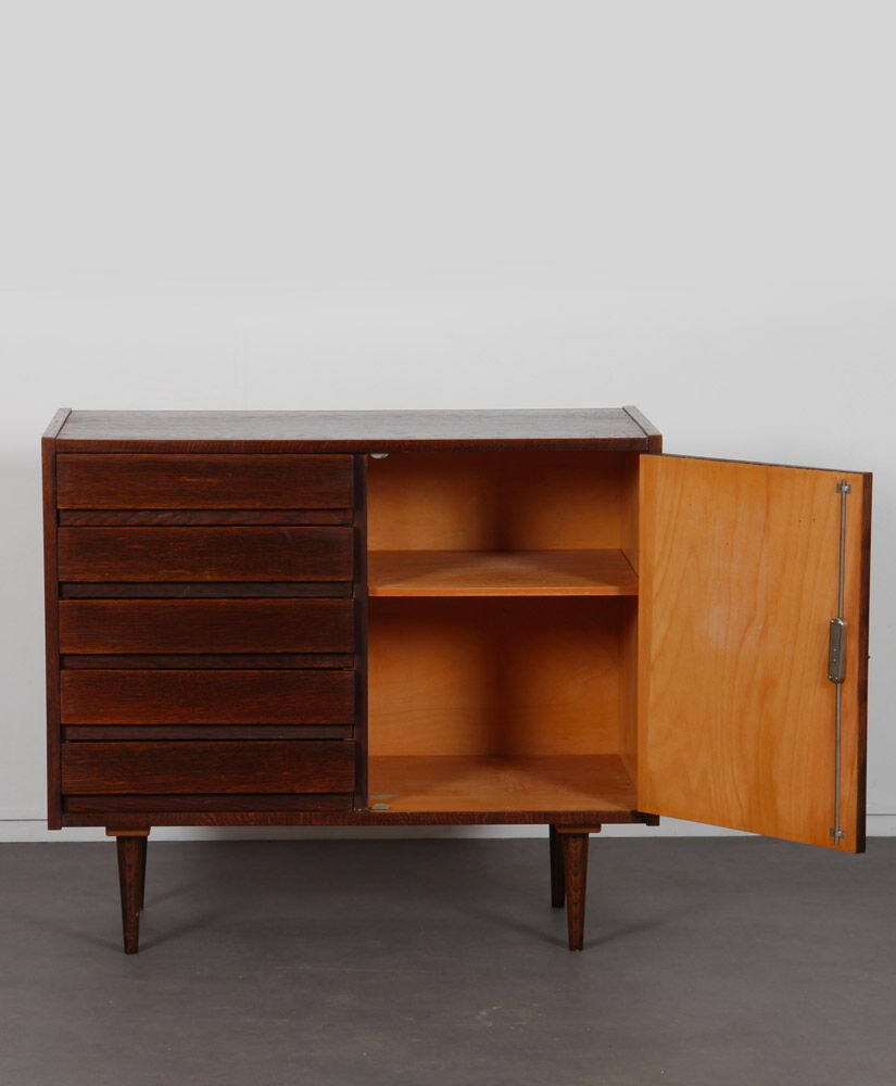 Vintage chest of drawers in dark oak, Czech design, 1970