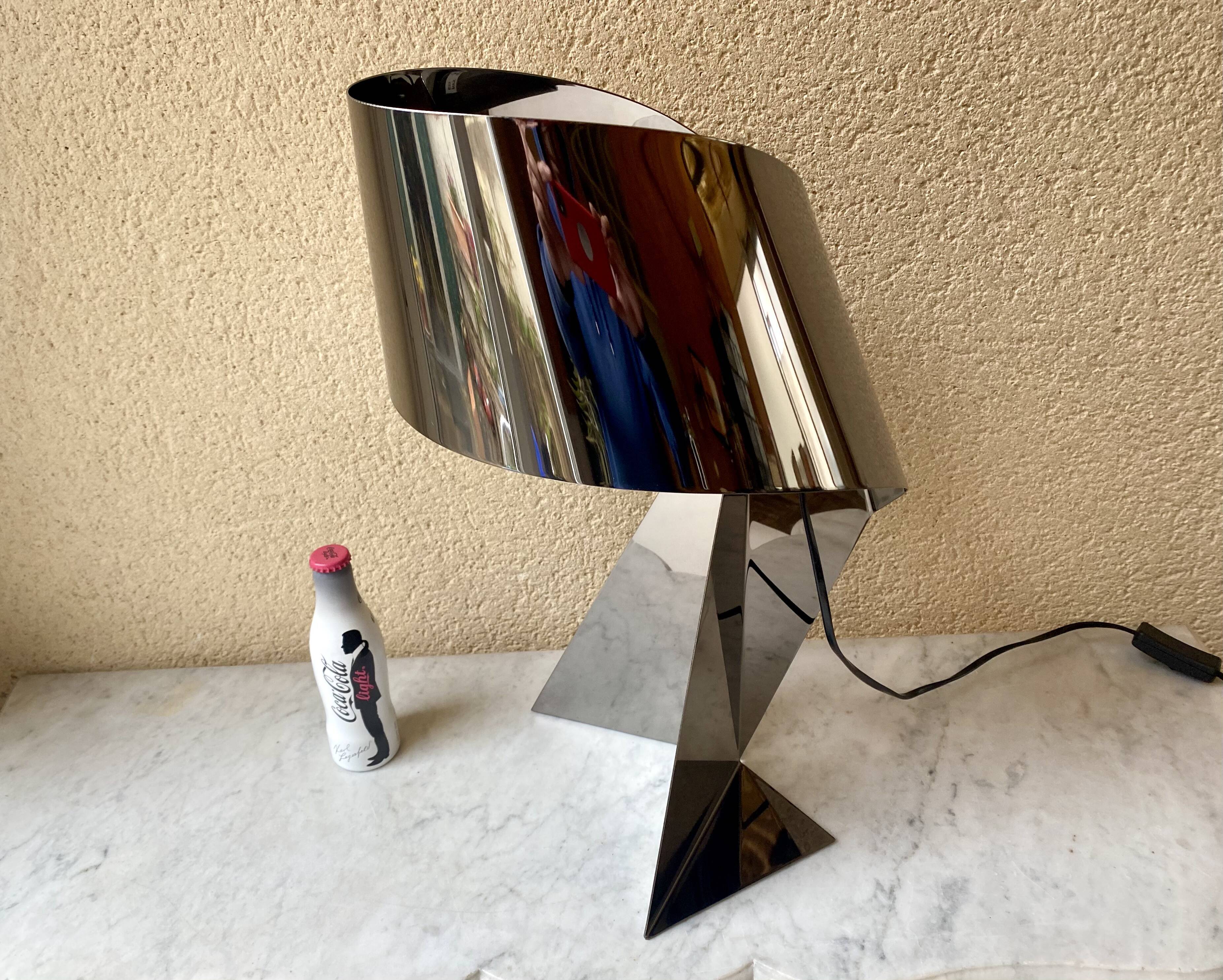 Ribbon salon lamp design Claire Norcross limited edition chrome brown