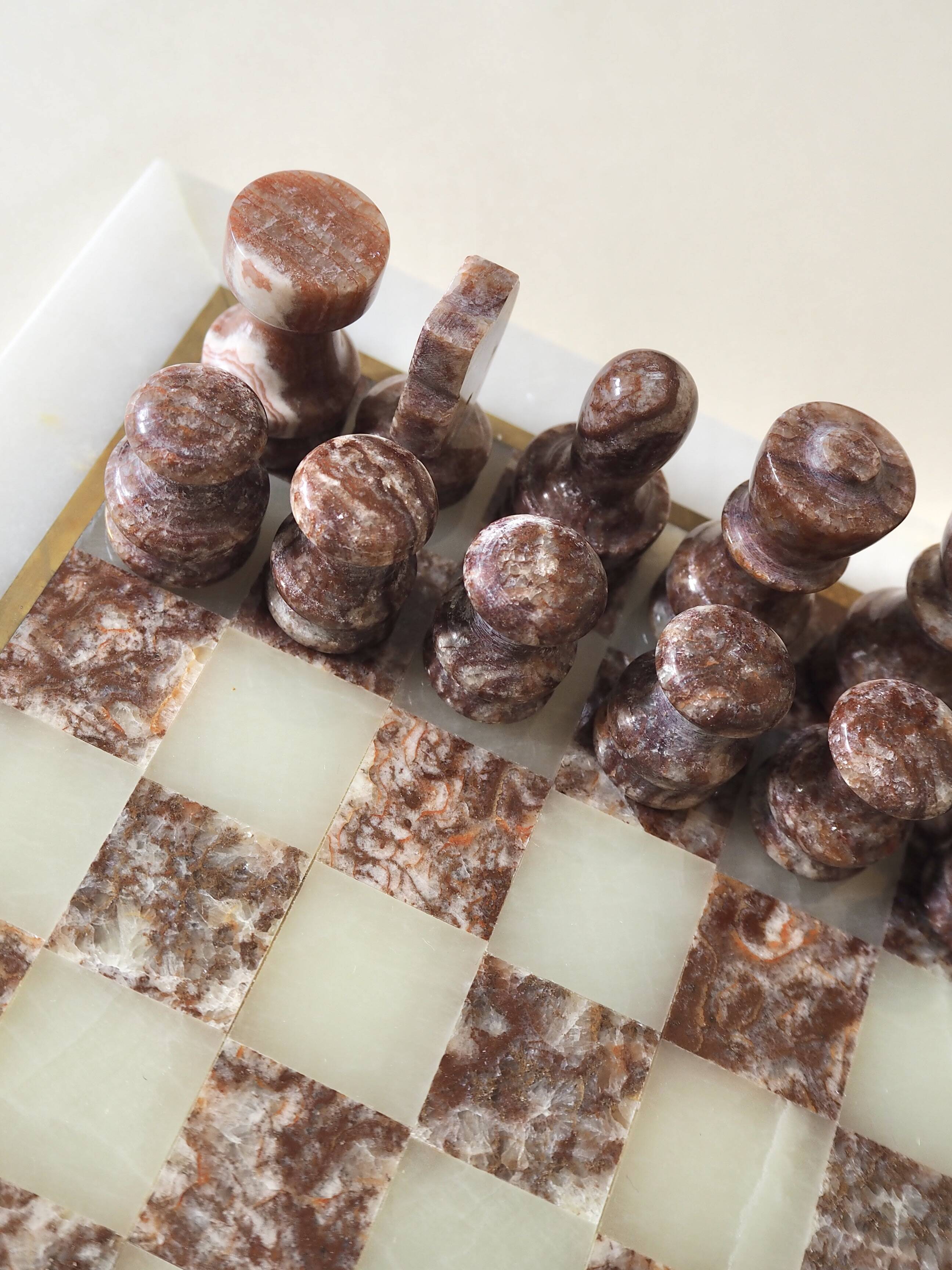 Onyx and marble chess set