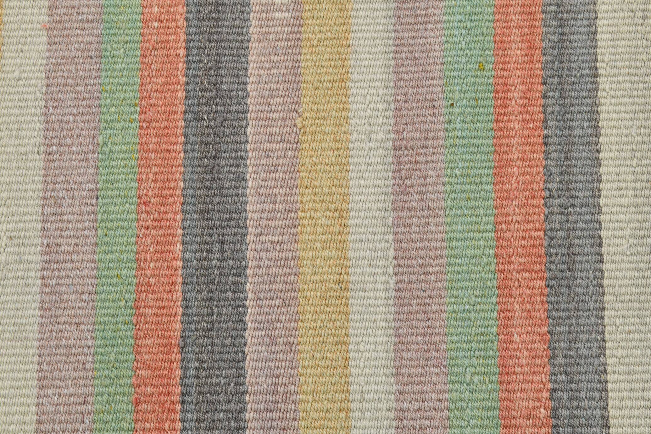 Green Striped Turkish Vintage Kilim Rug, 167x298Cm