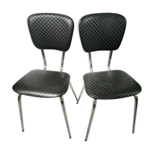 Duo de chaises chrome et skaï