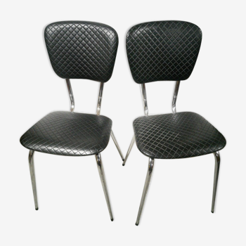 Duo of chrome and skaï chairs