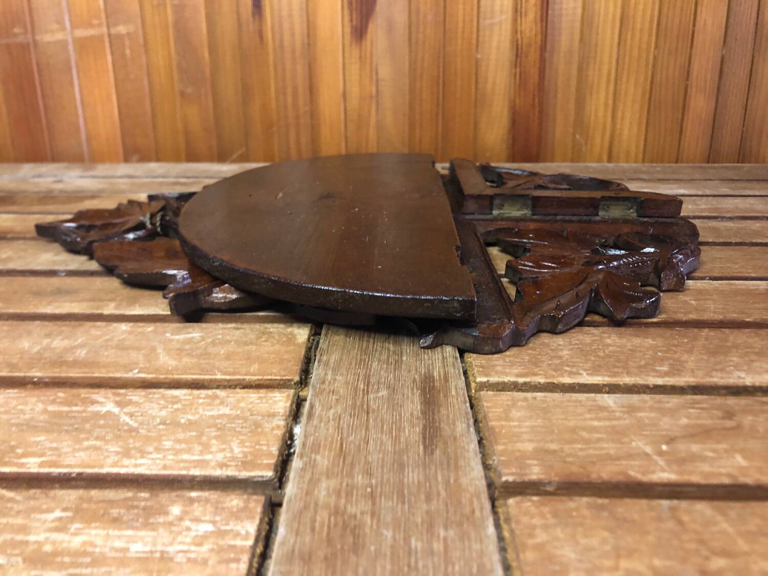 Carved wood wall shelf vintage vine leaves decor #a465