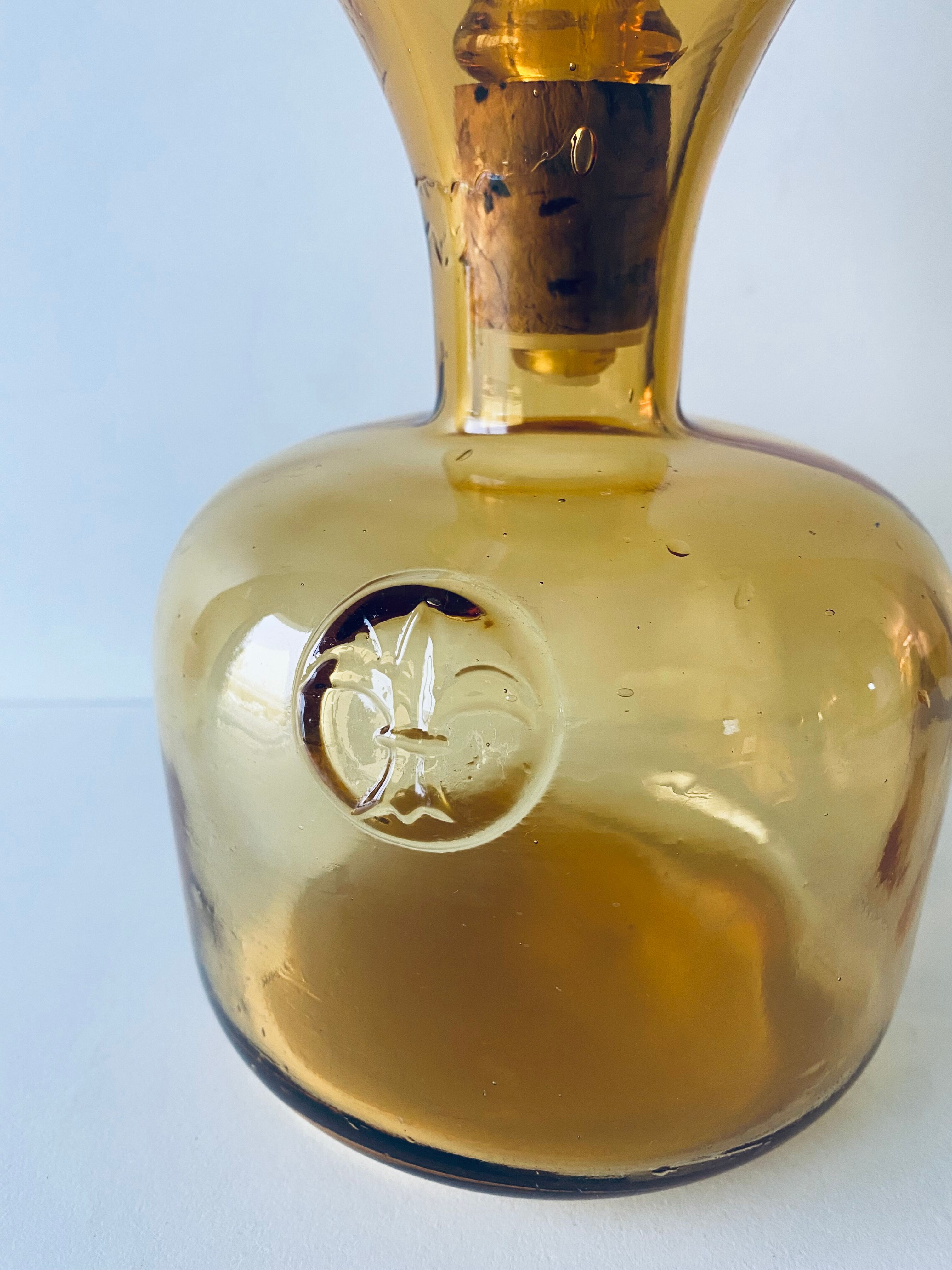 Vintage amber glass decanter