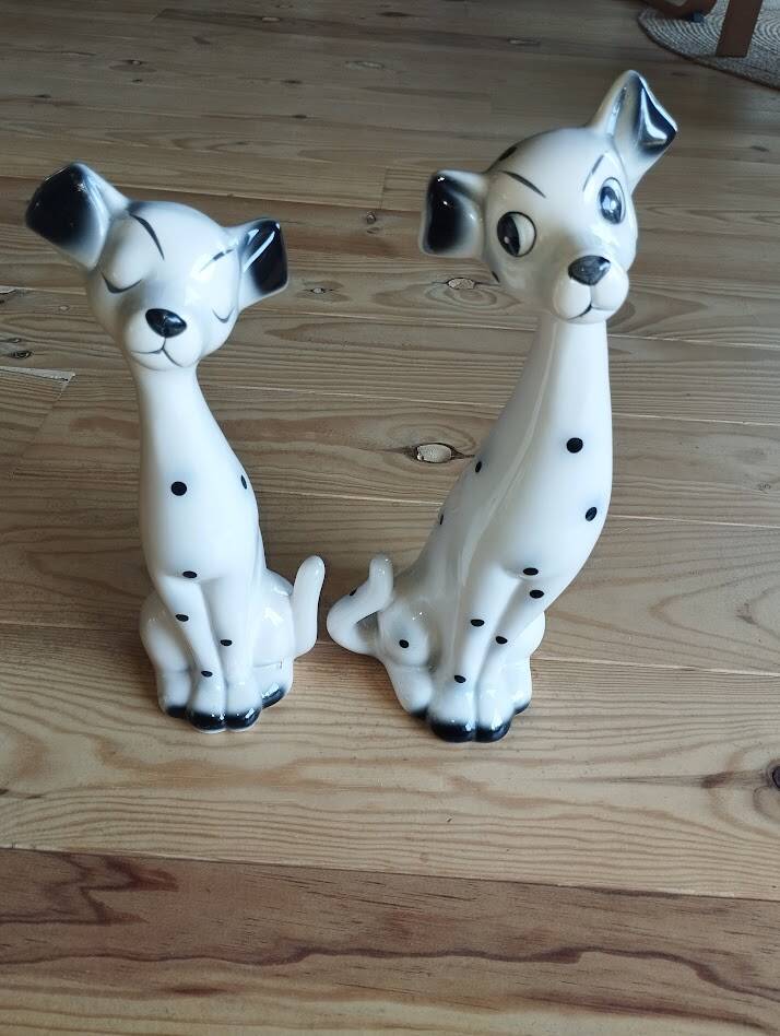 Paire de chiens dalmatiens vintage