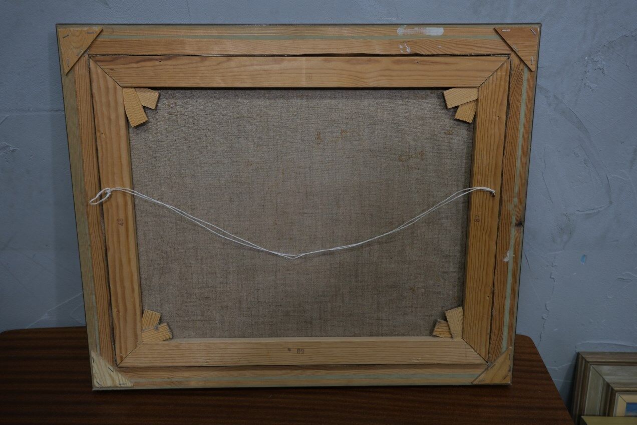 Kai christensen, scandinavian modern painting, 1960s, oil on canvas, framed