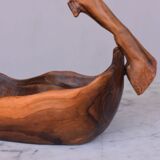 Fruit basket in olive tree sculpture Brutaliste