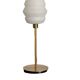 Table lamp with a vintage white glass globe and a golden base