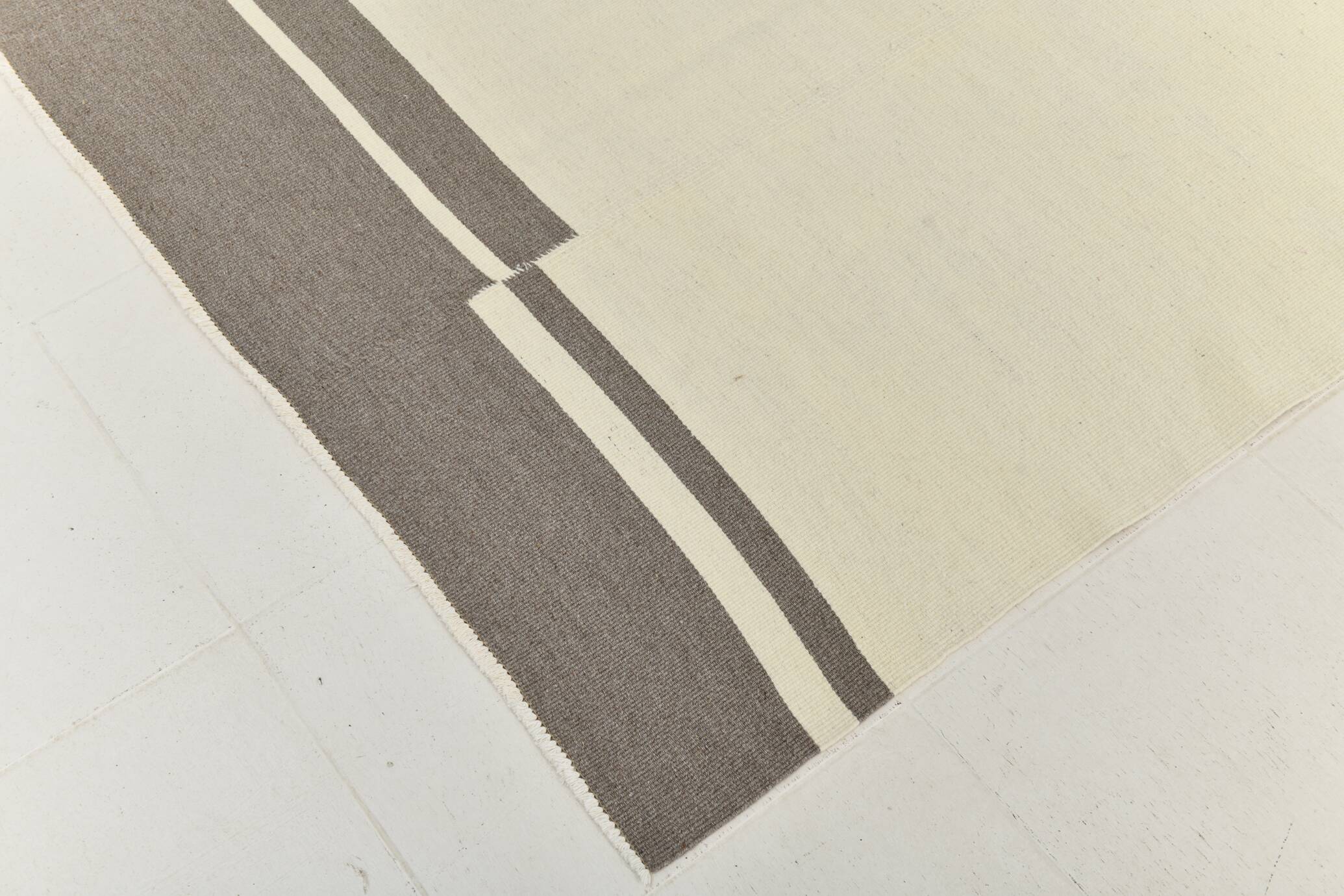 Kilim Gray Beige Ethnic Pattern Vintage Kilim Rug, 282x395Cm