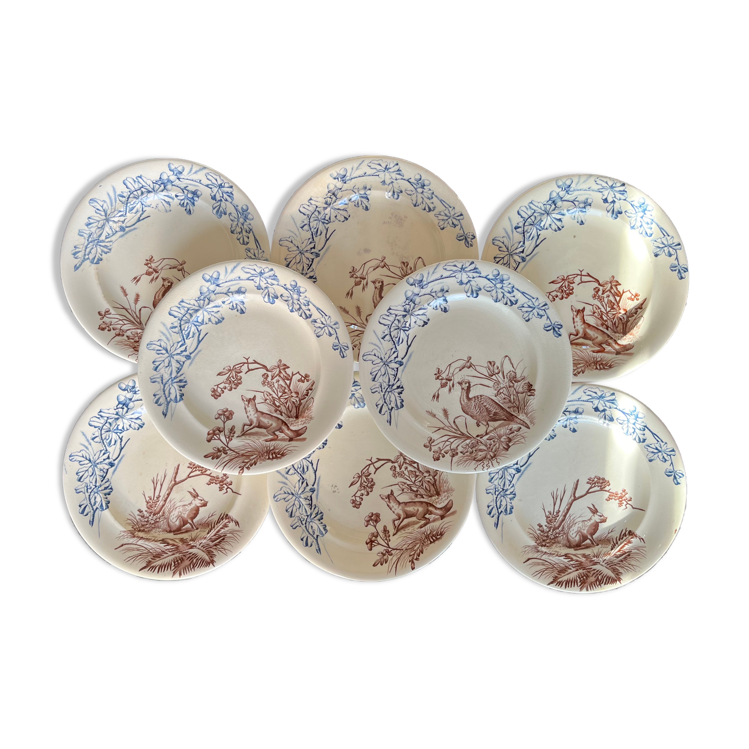 Series of 8 flat plates "Hunting"