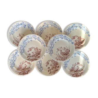 Series of 8 flat plates "Hunting"