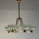 Venetian chandelier in colourless Murano glass and brass, circa 1940.