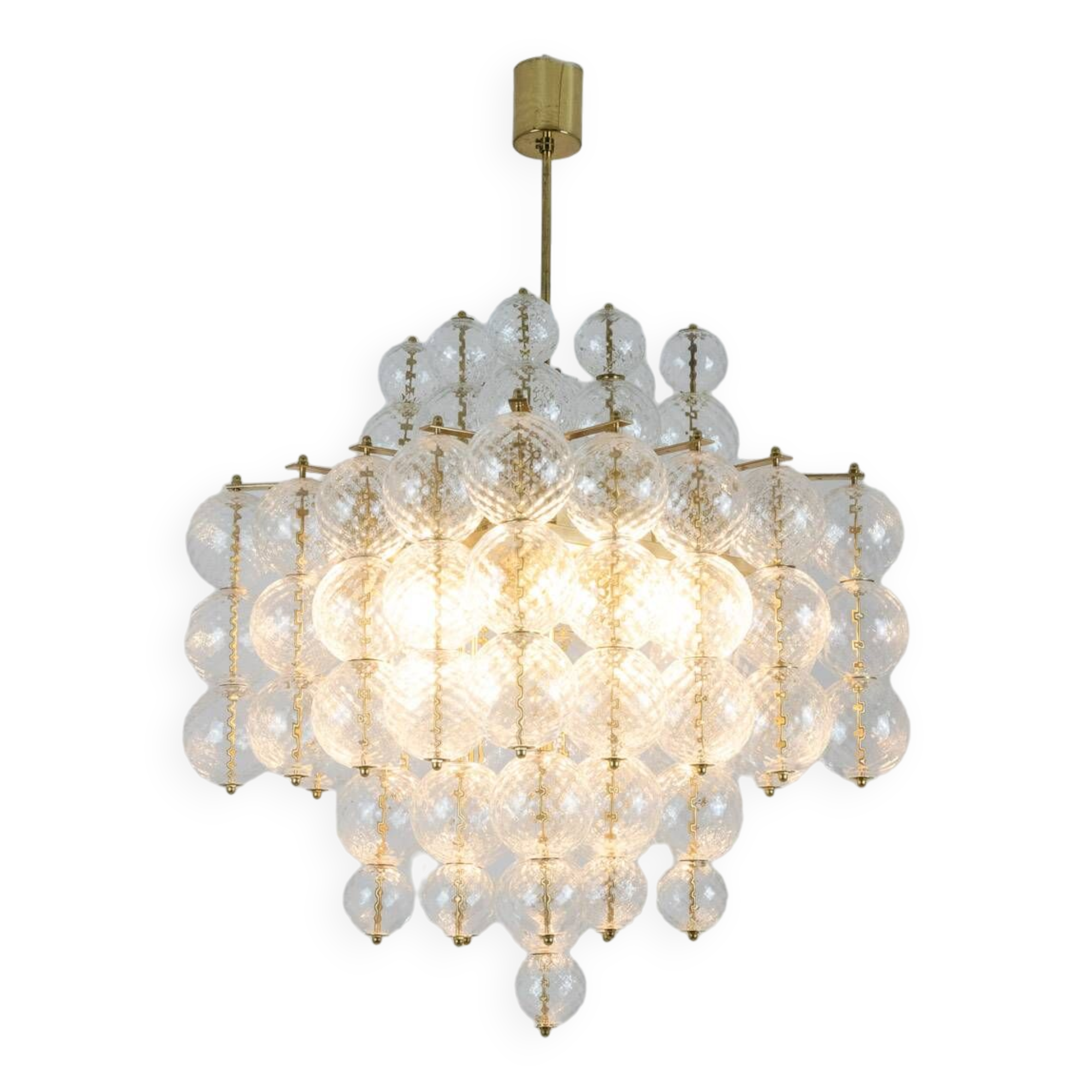 Chandelier in blown glass and gilded brass. 1970s. LS59391508H