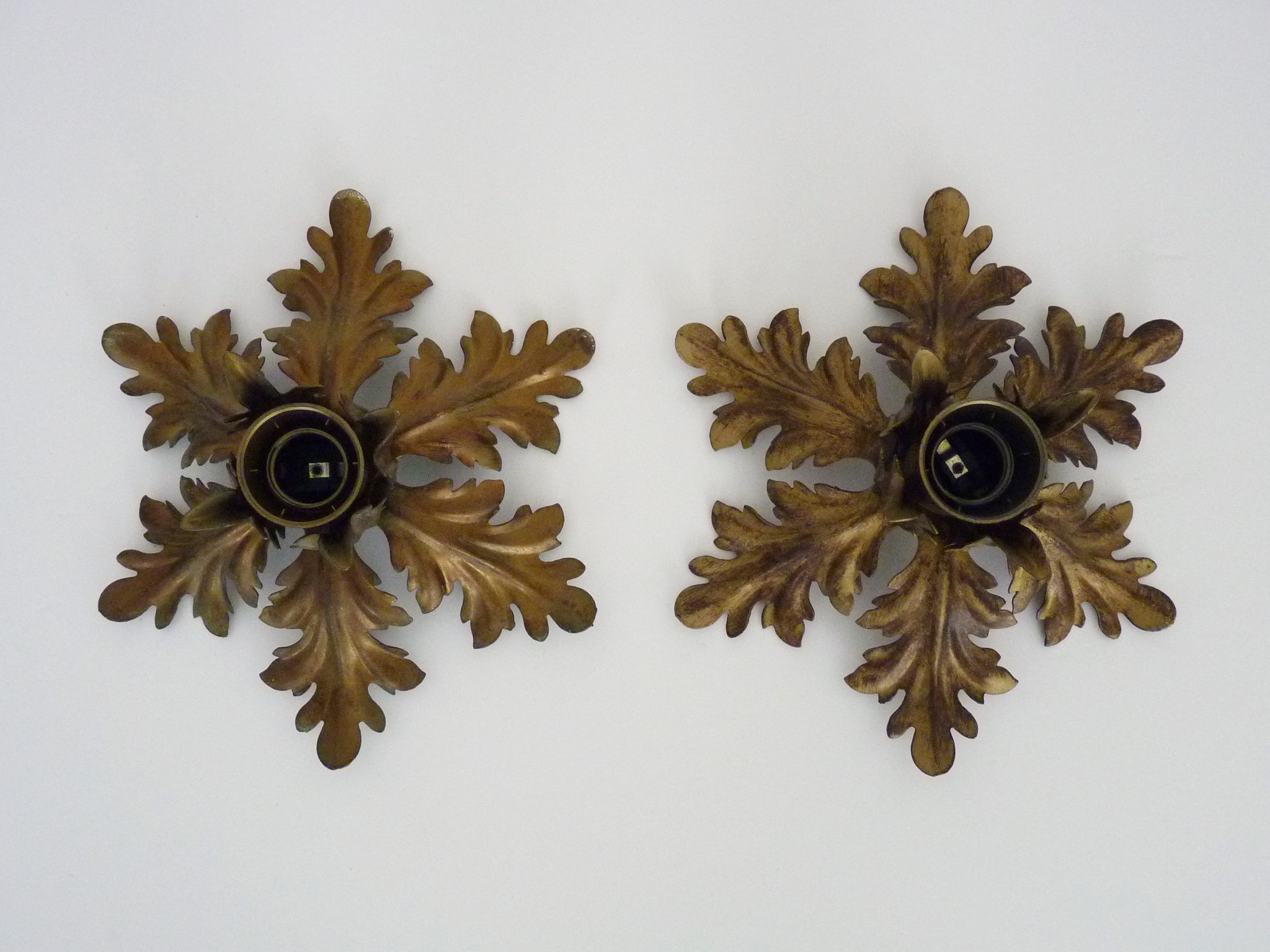 Pair of ceiling lamps, seventies