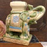 Small green ceramic elephant vase
