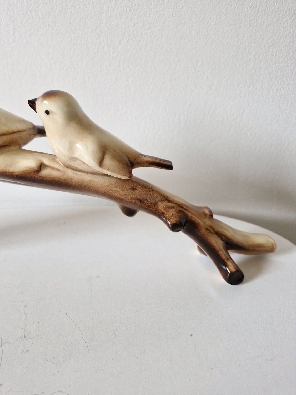 Faïence Art Déco oiseaux sur une branche 18x48 cm