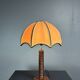 Midcentury brutalist wood turned mushroom table lamp, Charles Dudouyt style