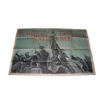 Old poster "3rd emprunt of the national defense " .. 1914/1918 war. 120x80cm.. ...    original poster ..... in tne.